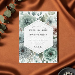 Convite Casamento Romance Floral Salvia