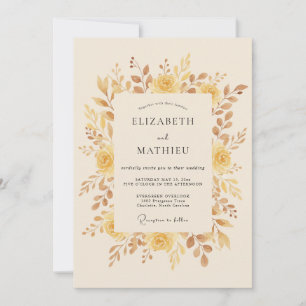 Convite Casamento Romance Floral Suave Âmbar