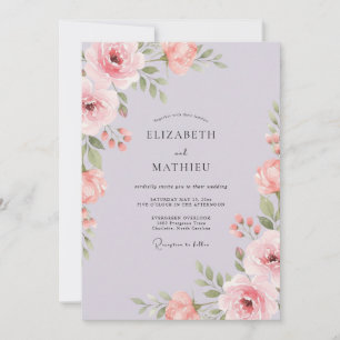 Convite Casamento Romance Floral Suave de Lavanda