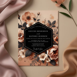 Convite Casamento Romance Floral Terracota