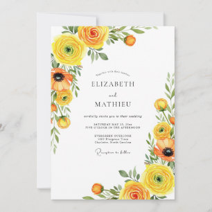 Convite Casamento Romance Florido Amarelo