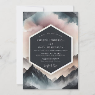 Convite Casamento Romance Montanha Azul Empoeirada