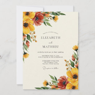 Convite Casamento Romance Outonal Floral Âmbar