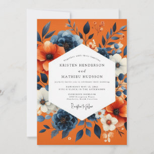 Convite Casamento Romance Outonal Floral Blush