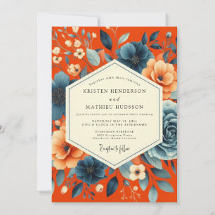 Convite Casamento Romance Outonal Floral Blush