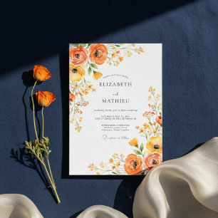 Convite Casamento Romance Pintura Flor de Laranjeira
