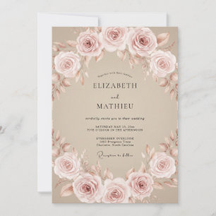 Convite Casamento Romance Rosa Rubor