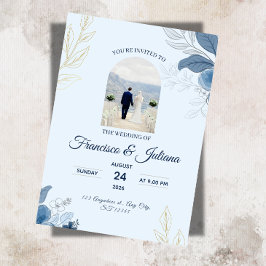 Convite Casamento Romântico à Beira-Mar