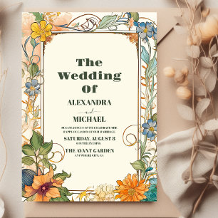 Convite Casamento Romântico Art Nouveau