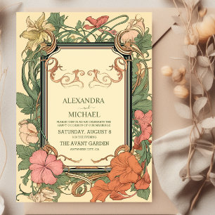 Convite Casamento Romântico Art Nouveau