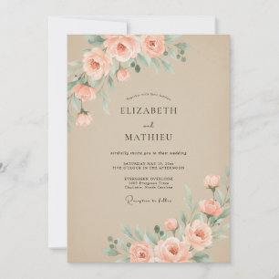 Convite Casamento Romântico Atemporal de Champanhe