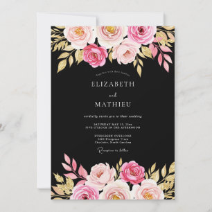 Convite Casamento Romântico Atmosférico Preto