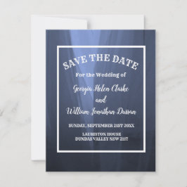Convite Casamento Romântico Azul Elegante Salvar A Data