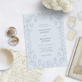 Convite Casamento Romântico Azul Poento