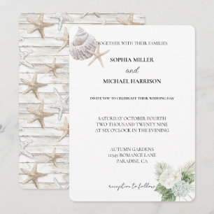 Convite Casamento Romântico Blue Hydrangea Floral Beach