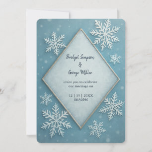 Convite Casamento Romântico Blue Snowy Blue Wonderland