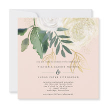 Casamento Romântico Blush & Green Square