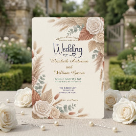 Convite Casamento Romântico Boho Chic em Terracota