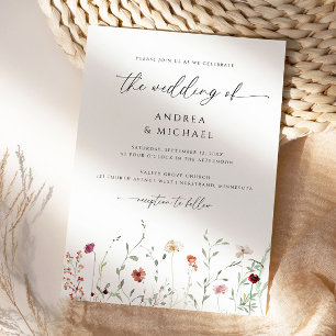 Convite Casamento Romântico Boho com Flores Silvestres Del