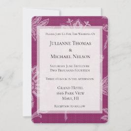 Convite Casamento Romântico bonito com rendas de vinho da