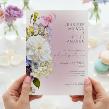 Casamento Romântico Branco e Floral Moderno Roxo