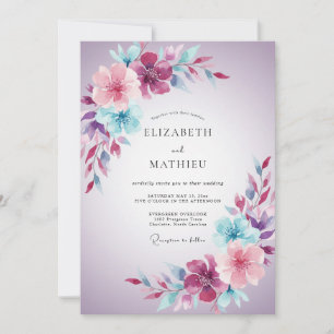 Convite Casamento Romântico Brilhante Lavanda