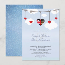 Convite Casamento Romântico Britânico Americano