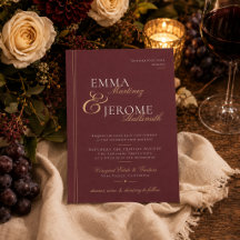 Casamento Romântico Burgundy com Tipografia Dourad