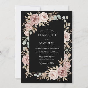 Convite Casamento Romântico com Arco Floral Rosa
