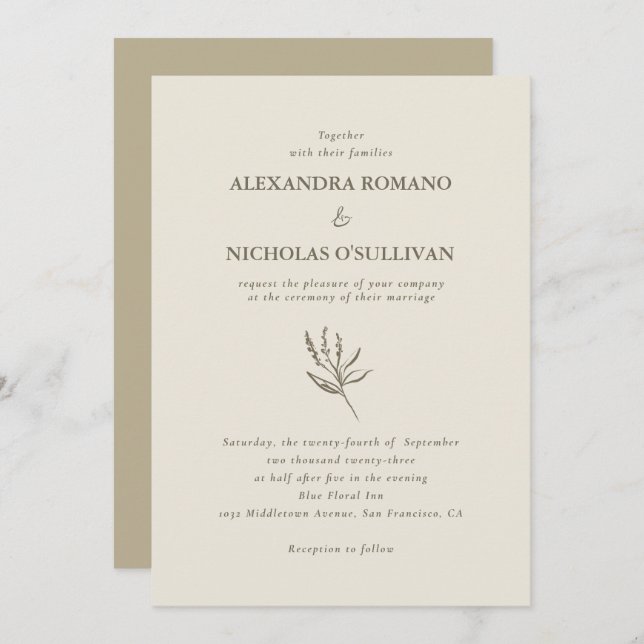 Convite Casamento Romântico com Champanhe Elegante (Frente/Verso)