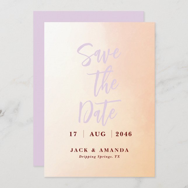 Convite Casamento romântico com cor d'água (Frente/Verso)