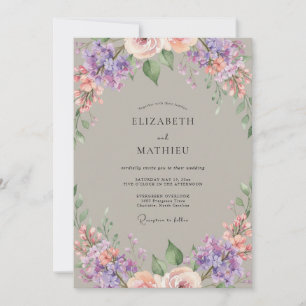 Convite Casamento Romântico com Fantasia Floral Malva