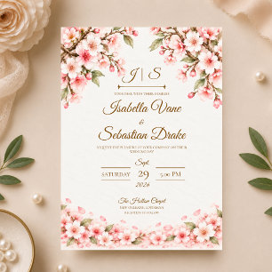 Convite Casamento Romântico com Flor de Cerejeira