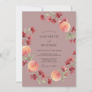 Convite Casamento Romântico com Flor de Pessegueiro Roxo