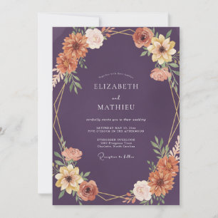 Convite Casamento Romântico com Flor Silvestre de Ocre Ame