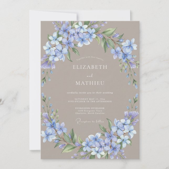 Convite Casamento Romântico com Flores de Lavanda (Frente)