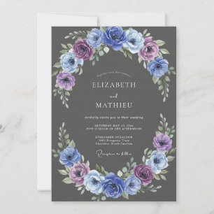 Convite Casamento Romântico com Flores Indigo