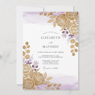 Convite Casamento Romântico com Lavanda Lustrosa