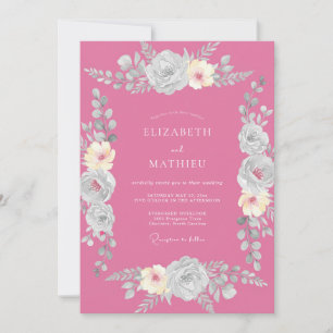Convite Casamento Romântico com Magenta Polido