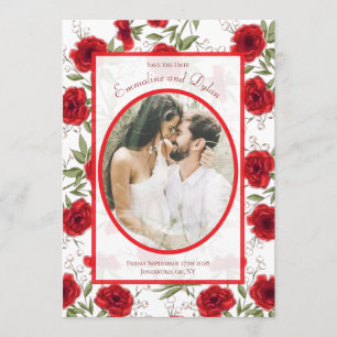 Convite Casamento Romântico com Rosa Vermelha Foto Save th