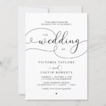 Casamento Romântico com Script de Caligrafia Invit