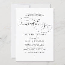 Casamento Romântico com Script de Caligrafia Invit