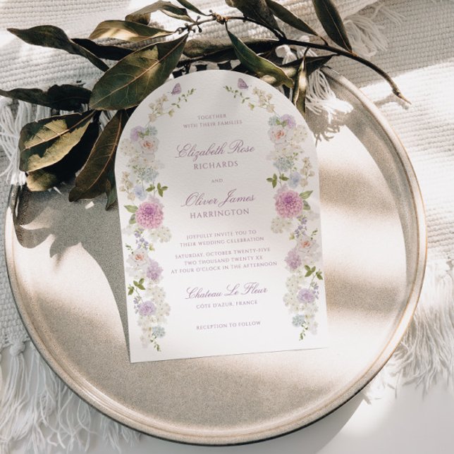 Convite Casamento Romântico da Arca Floral de Pastel Suave (Criador carregado)
