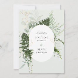 Convite Casamento Romântico da Floresta Selvagem de Fern
