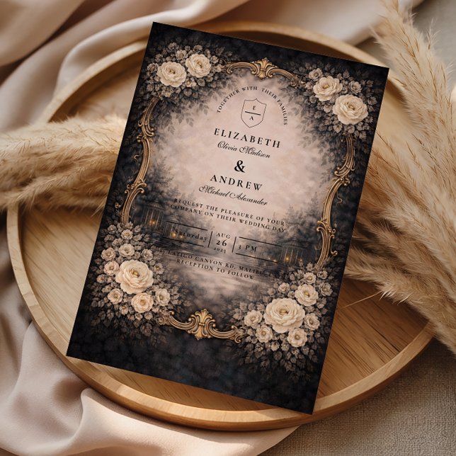 Convite Casamento Romântico Dark Barroco (Criador carregado)