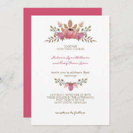 Convite Casamento Romântico das Flores Vermelhas Indianas