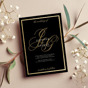 Convite Casamento romântico das iniciais do monograma de