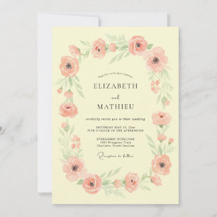 Convite Casamento Romântico de Aquarela de Salmão na Prima