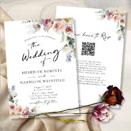Convite Casamento Romântico de Aquarela Floral Eucalyptus