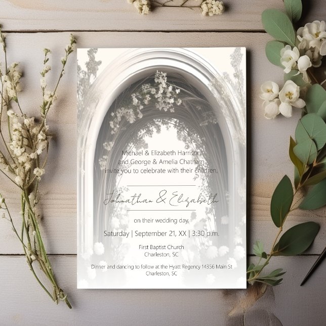 Convite Casamento Romântico de Arca Botânica (Romantic Boho Botanical Arch Wedding Invitation)